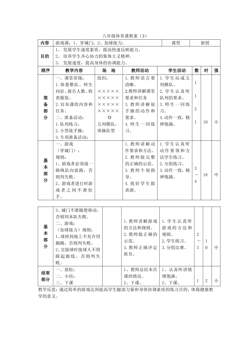八年级体育课教案（3）_第1页