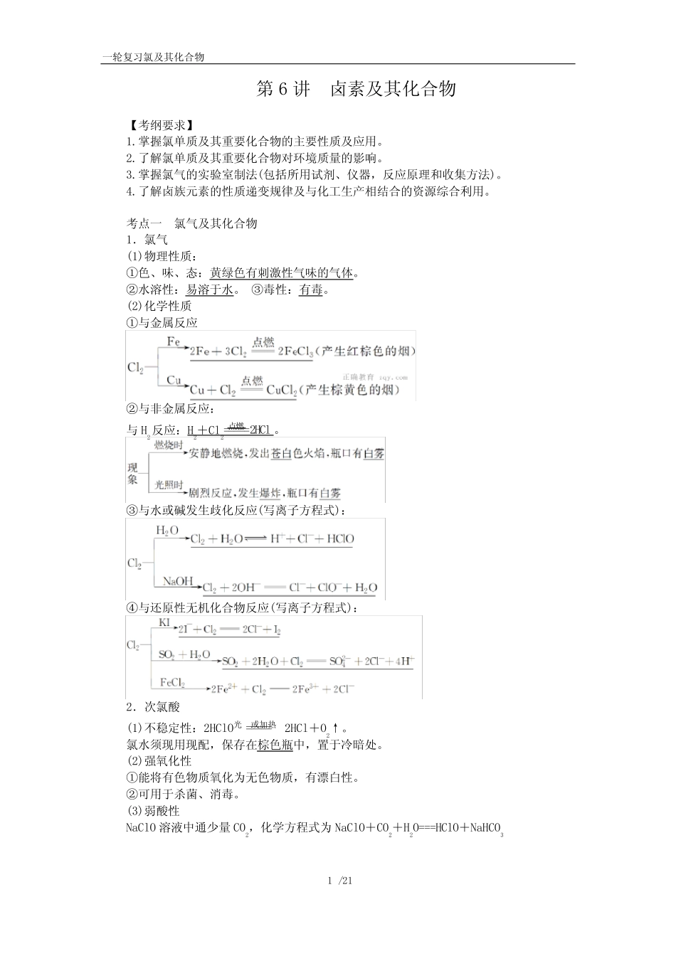 一轮复习第6节 氯及其化合物高考题汇总 _第1页