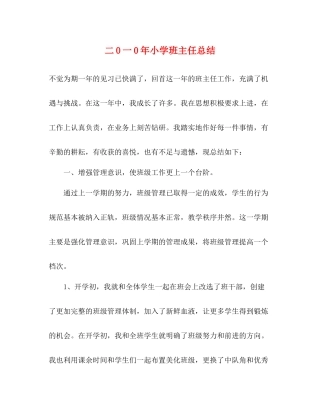 二0一0年小学班主任总结