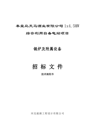 秦皇岛天马酒业有限公司锅炉技术规范