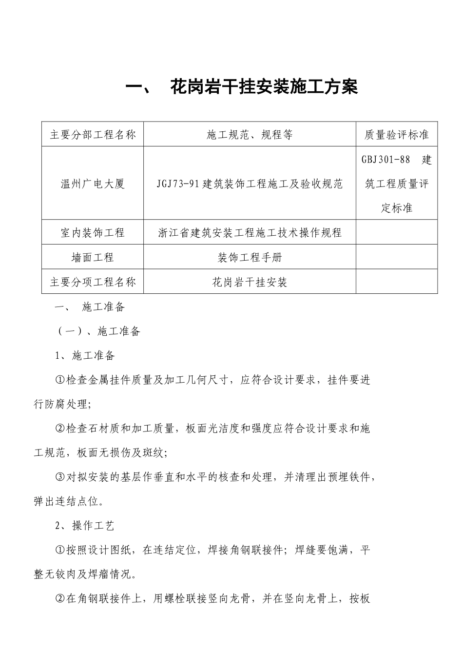 花岗岩干挂、墙面、地面工艺要求_第1页