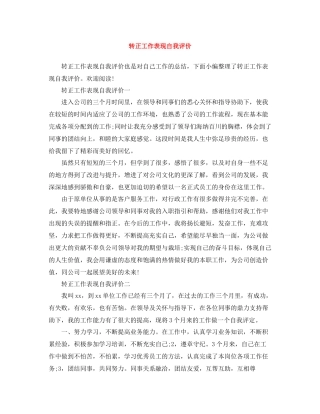 转正工作表现自我评价