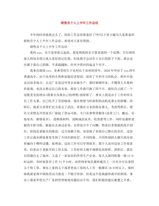 销售员个人上半年工作总结2