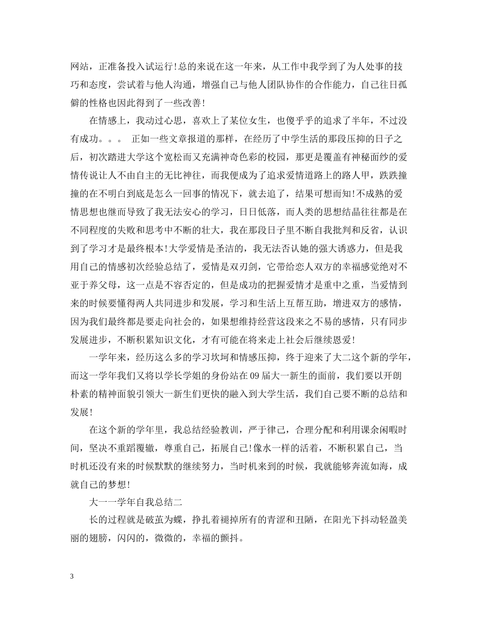 大一一学年自我总结_第3页
