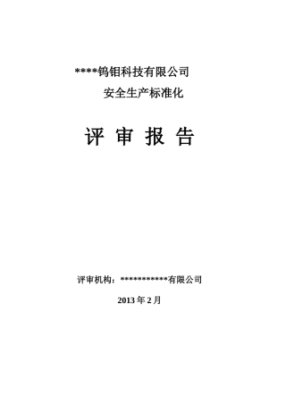 某钨钼科技有限公司安全生产标准化评审报告