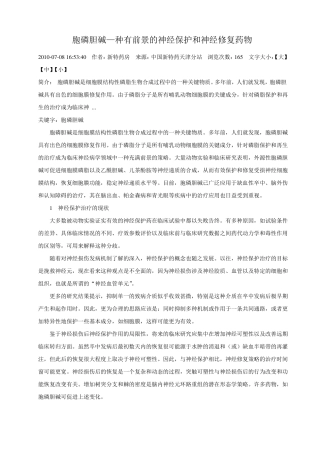 胞磷胆碱—种有前景的神经保护和神经修复药物