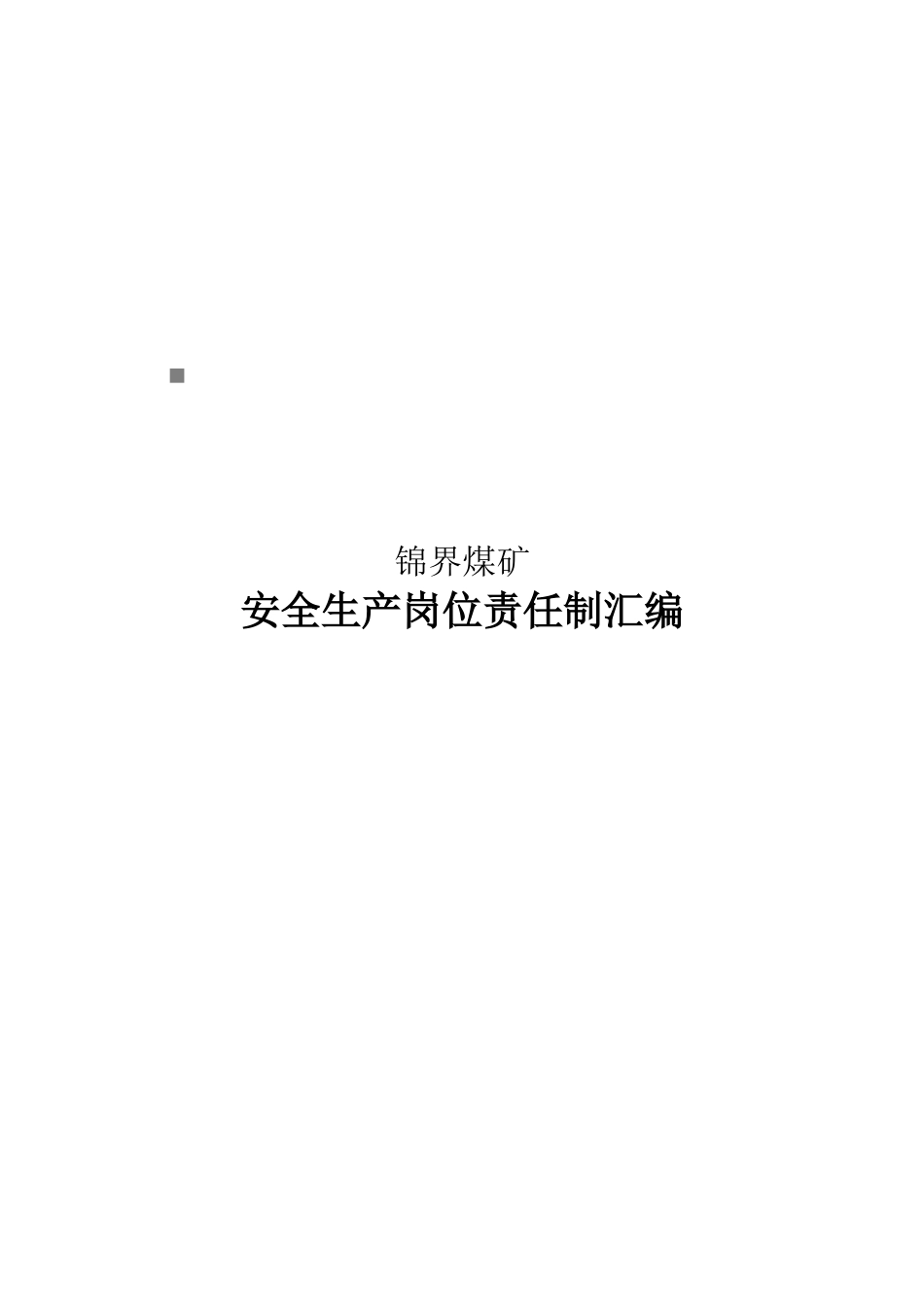 某煤矿公司安全生产岗位责任制汇编_第1页