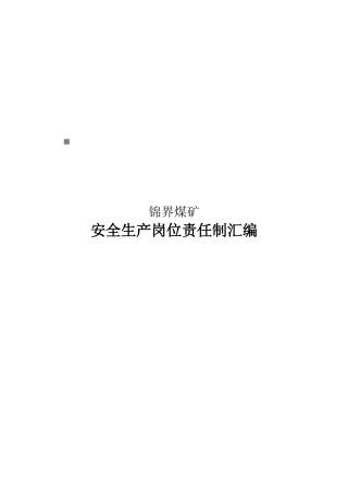 某煤矿公司安全生产岗位责任制汇编