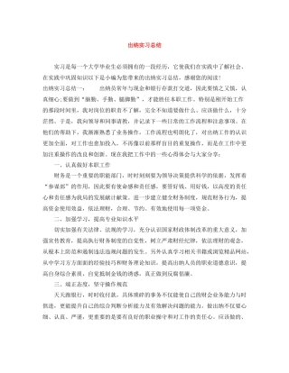 出纳实习总结