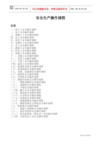 安全生产操作规程(全面)(DOC30页)