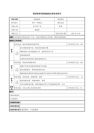 检验组长职务说明书