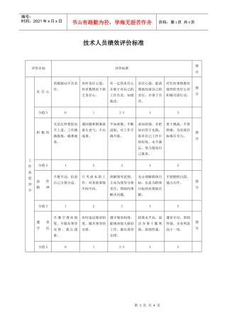 生产制造型企业技术人员绩效评价标准