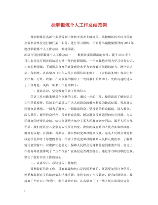 挂职锻炼个人工作总结范例