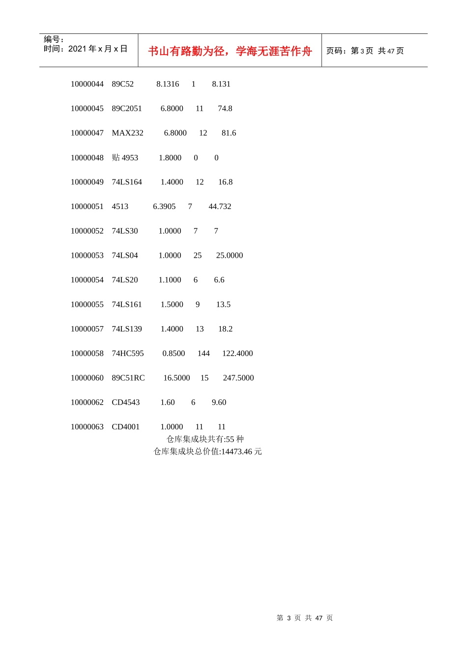 仓库集成块库存报表_第3页