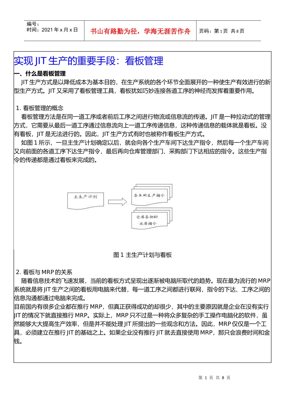 实现JIT生产的重要手段：看板管理(DOC 7)_第1页