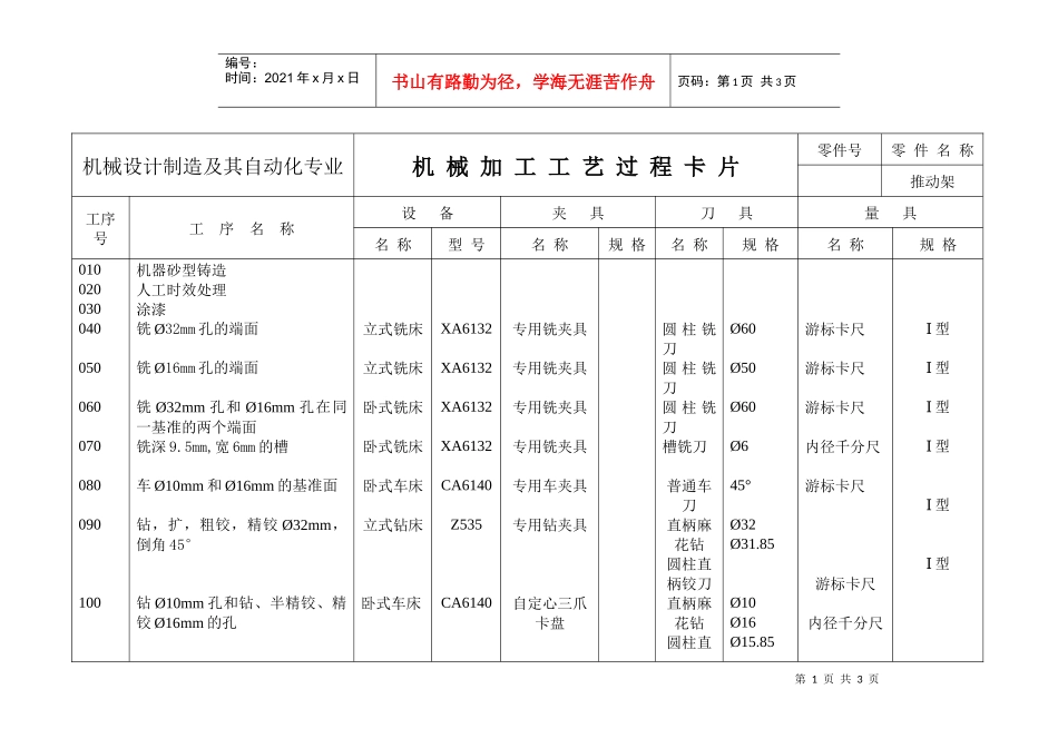 连杆夹具设计工艺过程卡片_第1页