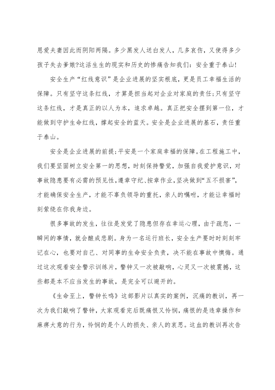 2022生命至上,警钟长鸣警示片观后感2篇_第3页