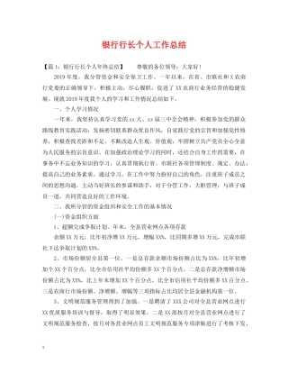 银行行长个人工作总结 