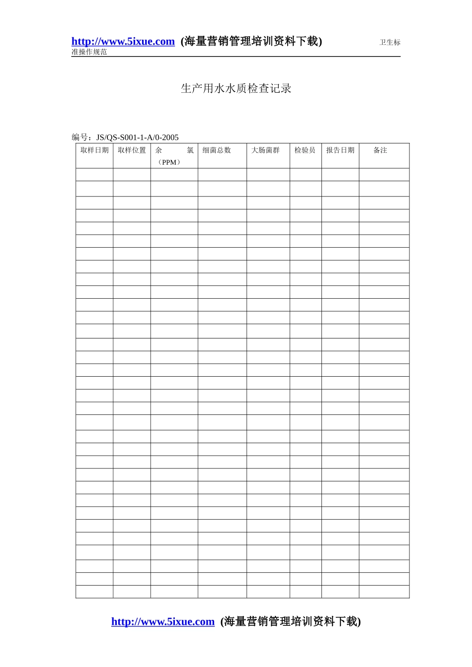生产用水水质检查记录_第1页