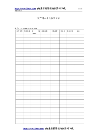 生产用水水质检查记录