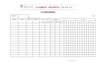 生产进度安排控制表