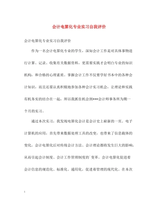 会计电算化专业实习自我评价