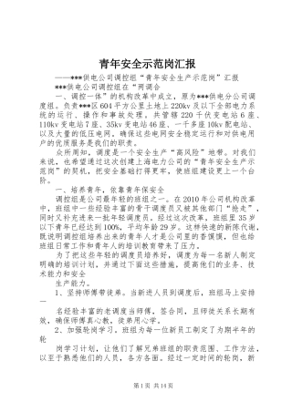青年安全示范岗汇报