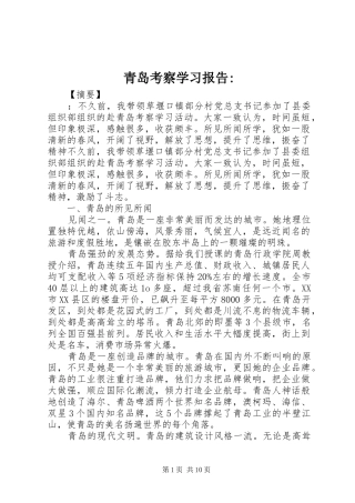 青岛考察学习报告-