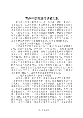 青少年法制宣传调查汇报