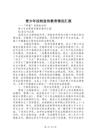 青少年法制宣传教育情况汇报