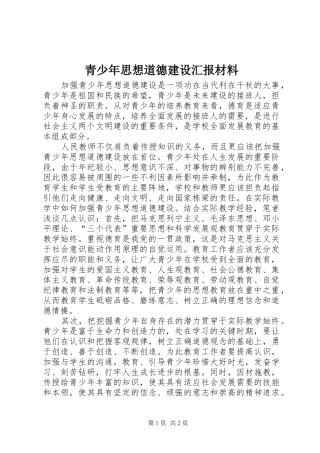 青少年思想道德建设汇报材料