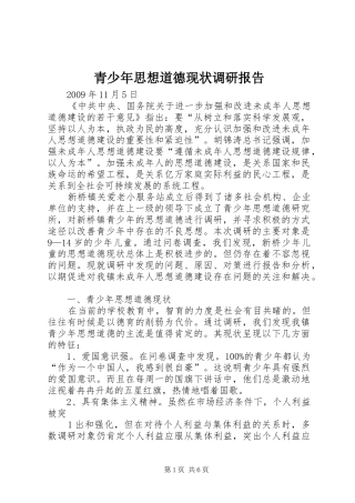 青少年思想道德现状调研报告