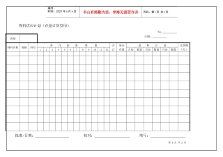 物料供应计划（存量订货型用）