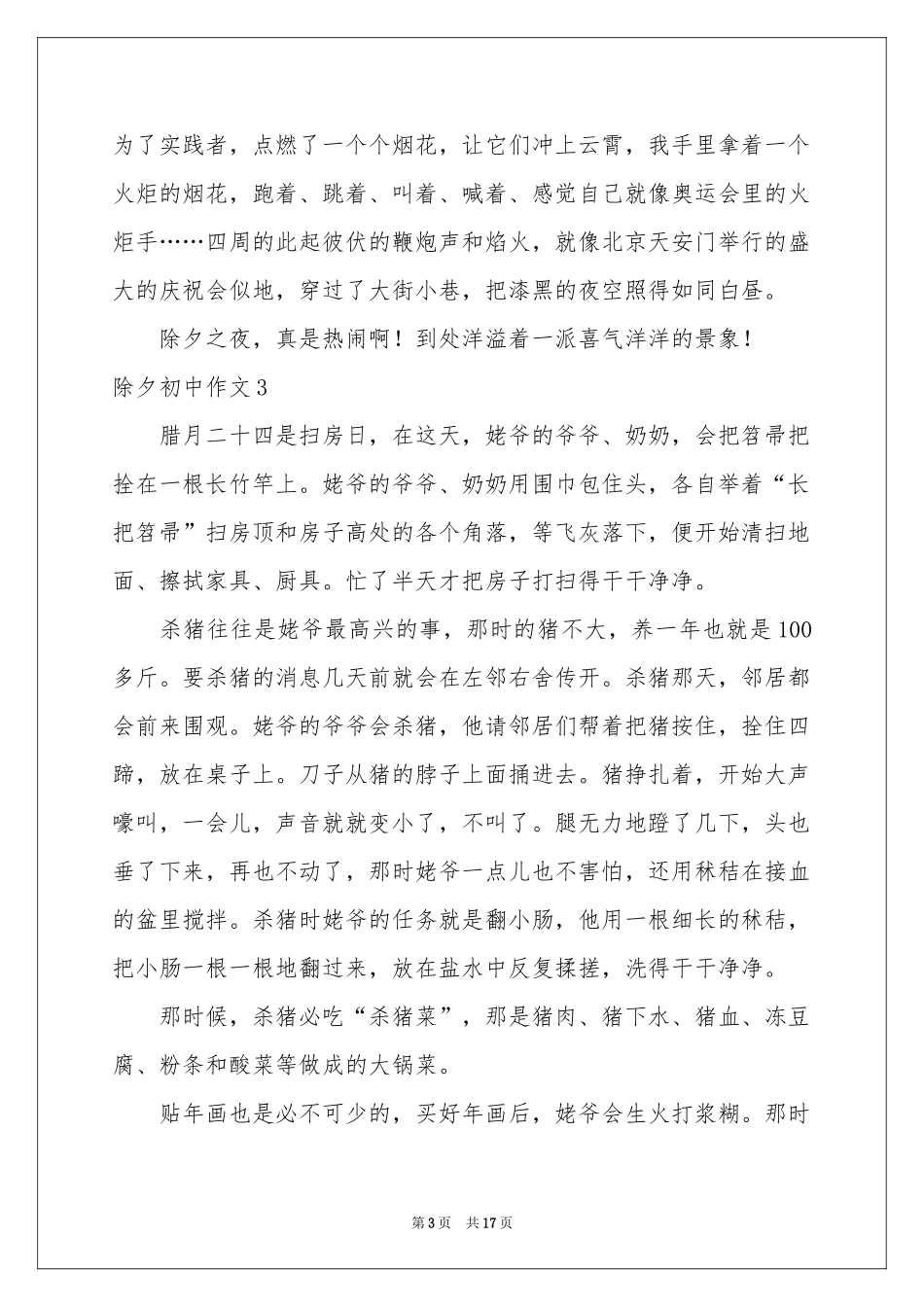 除夕初中作文_第3页