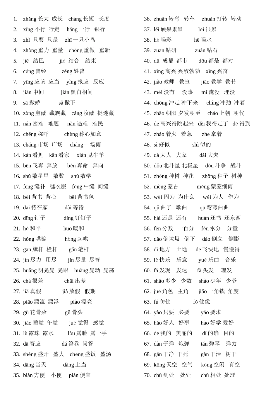 二年级复习多音字_第1页