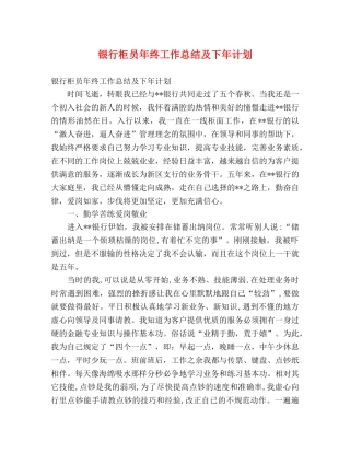 银行柜员年终工作总结及下年计划 