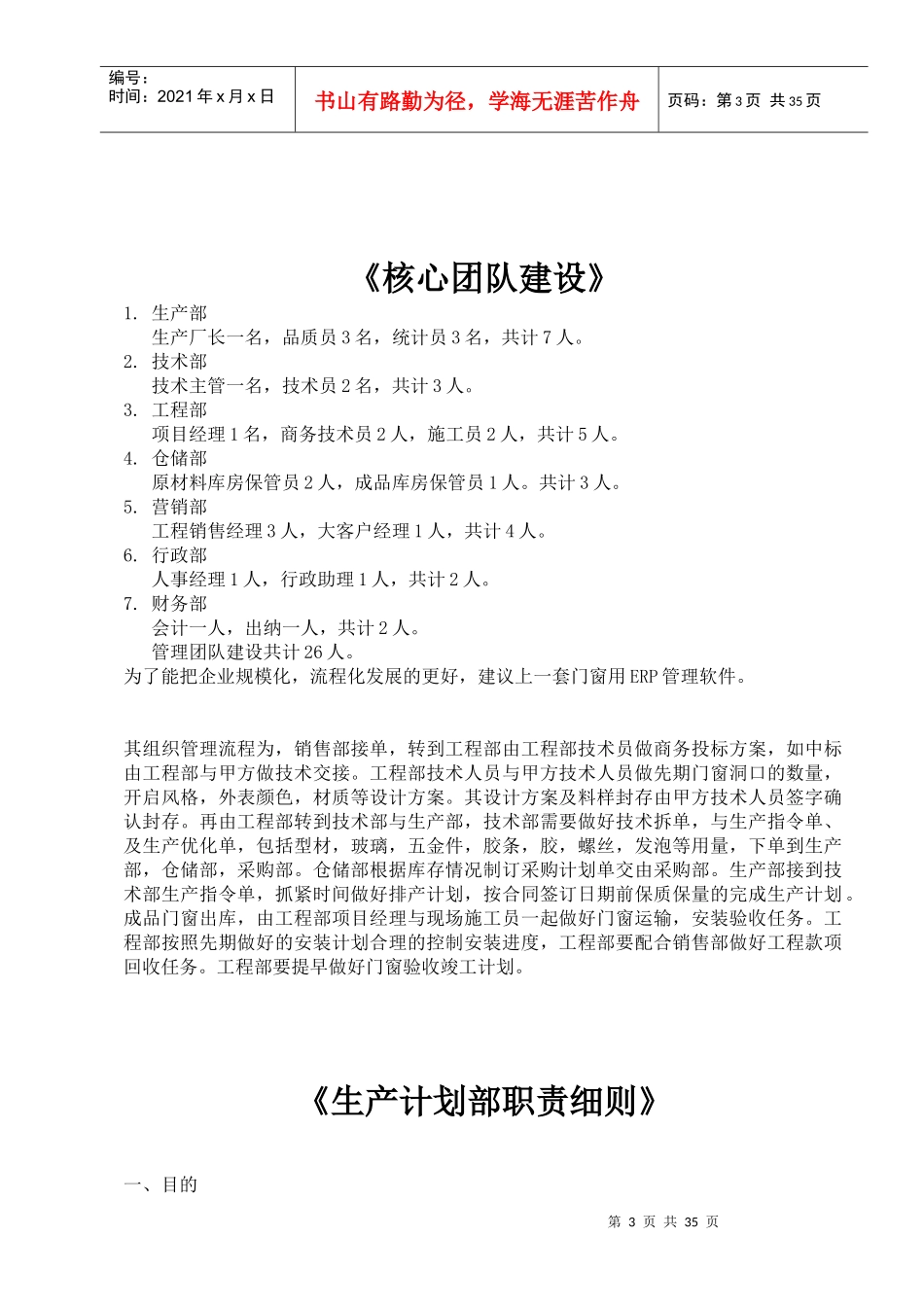门窗生产企业运营架构组织及细则范本_第3页