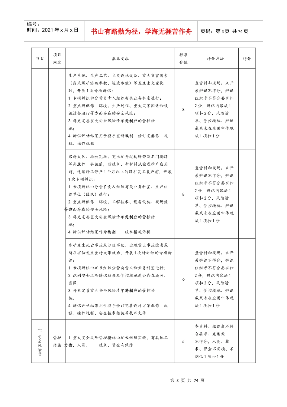 安全生产标准化基本要求评分表_第3页