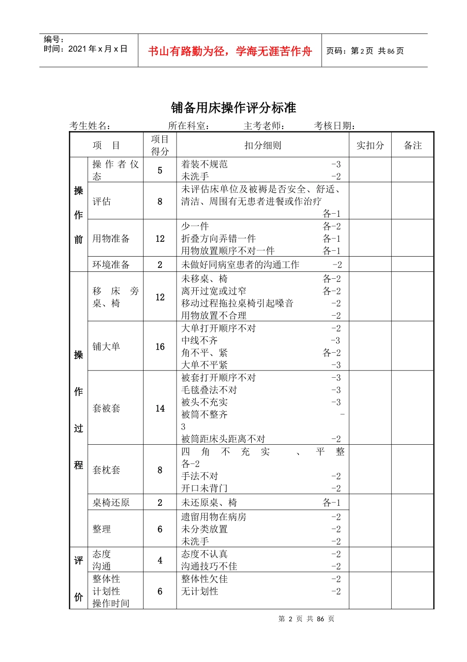 护理技术操作流程及评分标准1_第2页