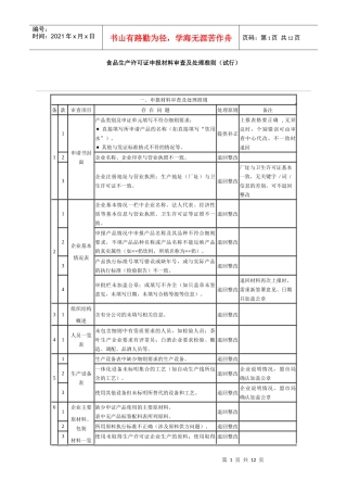 食品生产许可证申报材料审查及处理准则