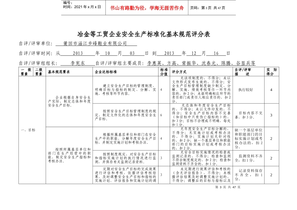 步峰安全生产标准化自评情况评分与扣分项目汇总_第3页