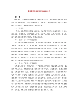 银行新柜员年终工作总结1000字 