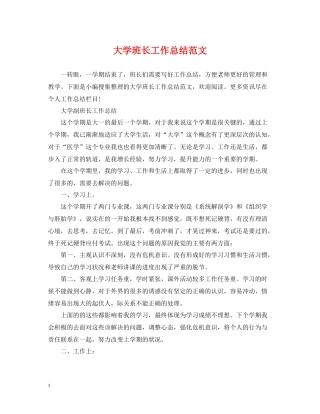 大学班长工作总结范文22