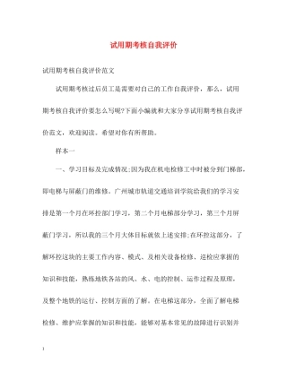 试用期考核自我评价