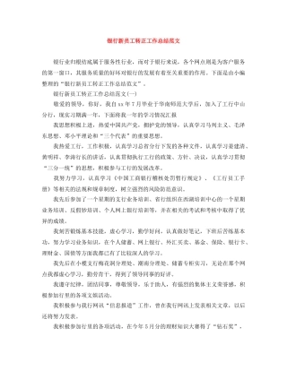 银行新员工转正工作总结范文 