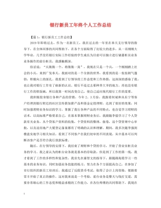 银行新员工年终个人工作总结 