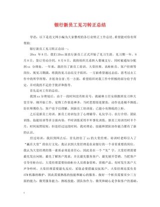 银行新员工见习转正总结 