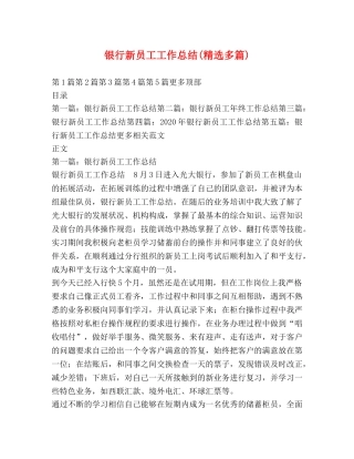 银行新员工工作总结(精选多篇) 