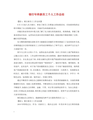 银行年终新员工个人工作总结 