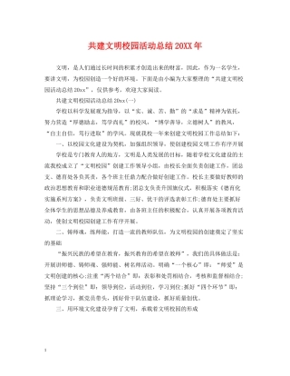 共建文明校园活动总结